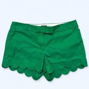 J Crew Green linen cotton blend shorts EUC size 8